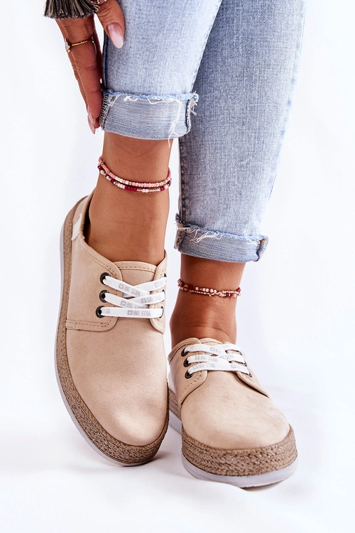 Damskie Niskie Trampki Memory Foam System Big Star KK276005 Beżowe