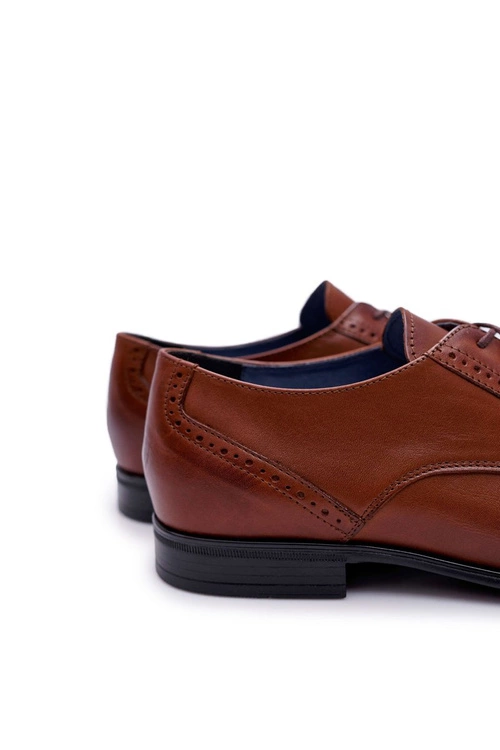 Półbuty Męskie Eleganckie Bednarek Skórzane Brązowe Herod