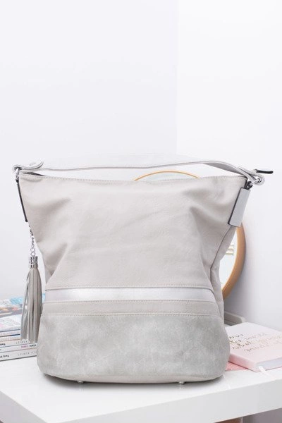 Szara Duża Torba Damska Shopper Bag