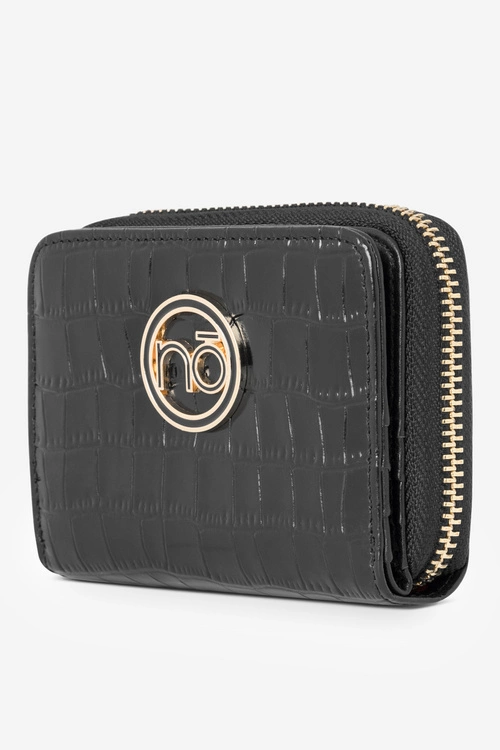 Damski Portfel Ze Skóry Naturalnej Zwierzęcy Wzór Mały Nobo NPUR-LR0020-C020 Czarny