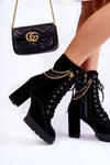 Zamszowe Botki Sznurowane Lewski Shoes 3244/G Czarne