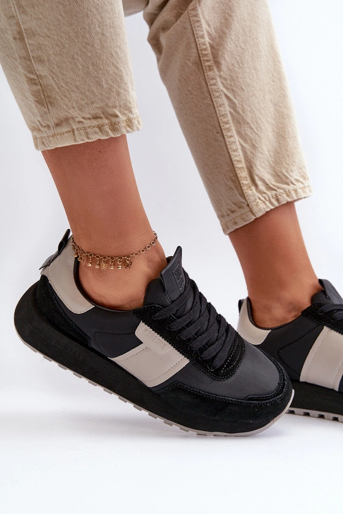 Sneakersy Damskie Na Platformie Big Star NN274502 Memory Foam System Czarne