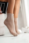 Skarpetki Damskie Ażurowe Beżowe