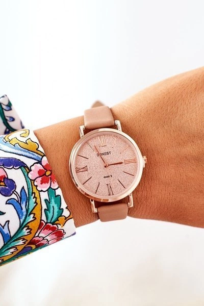 Zegarek Na Skórzanym Pasku Bez Niklu ERNEST Nude