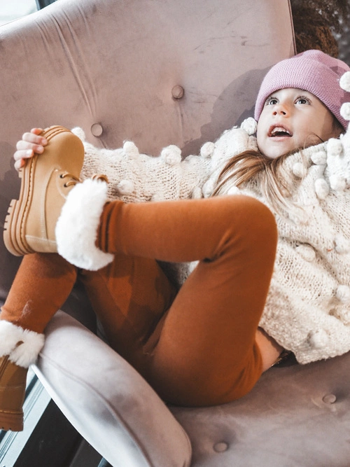 Dziecięce Trapery Botki Na Suwak z Futerkiem Camel Gerande