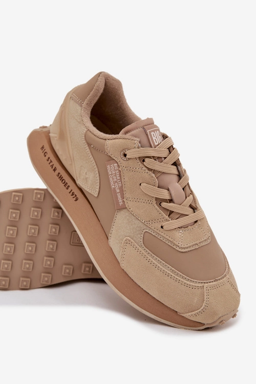 Skórzane Sneakersy Męskie Big Star OO174298 Hi-Poly System Beżowe