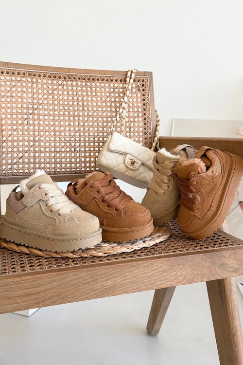 Dziecięce Sneakersy Ocieplane Futerkiem Camel Mireen