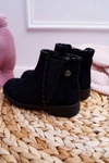Młodzieżowe Botki Czarne Płaski Obcas Sicarro