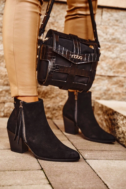 Damskie Botki Na Słupku Big Star Czarne GG274362