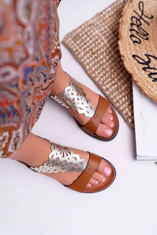 Sandały Damskie Płaskie Sergio Leone SK011 Camel Lirielle