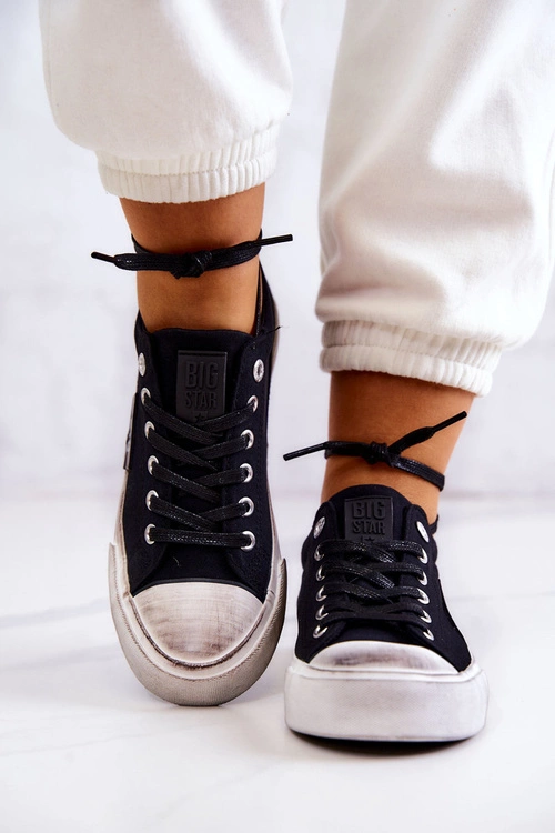 Damskie Tenisówki Trampki BIG STAR JJ274354 Czarno-Białe