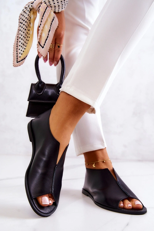 Skórzane Półbuty Na Suwak Nicole 2718/001 Czarne