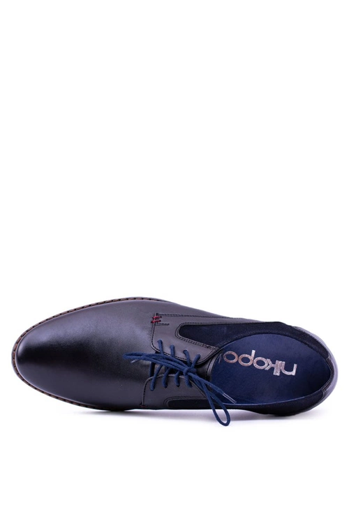 Nikopol Czarne Skórzane Męskie Półbuty Zinedine