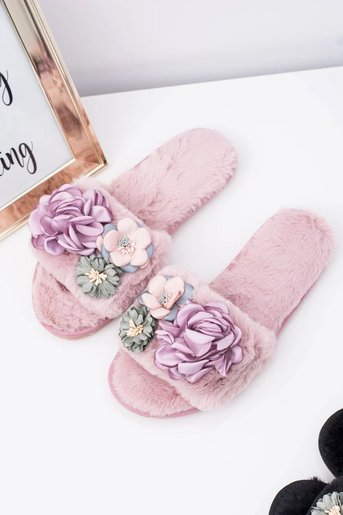 Różowe Klapki Damskie Z Kwiatkami Lu Boo Bouquet