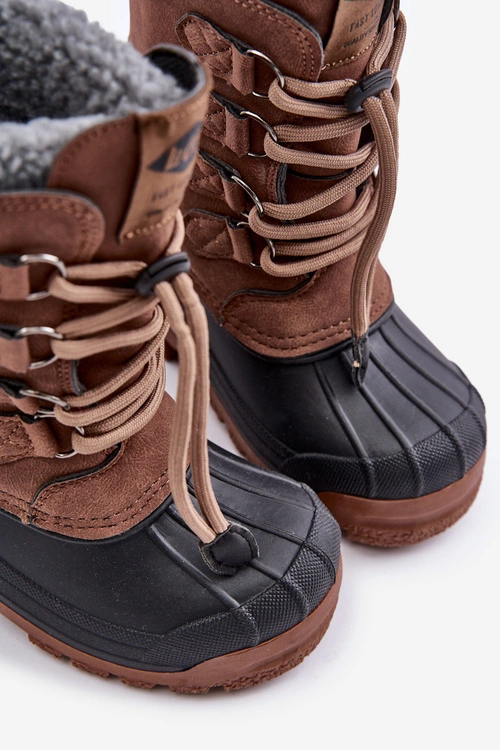 Wysokie Ciepłe Śniegowce Dziecięce Ze Ściągaczem Lee Cooper LCJ-24-44-2842K Brązowe