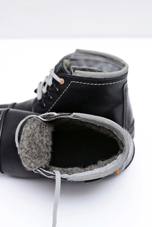 Trapery Męskie Skórzane Czarne Genoto