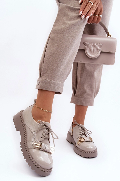 Damskie Lakierowane Półbuty D&A MR870-81 Szare