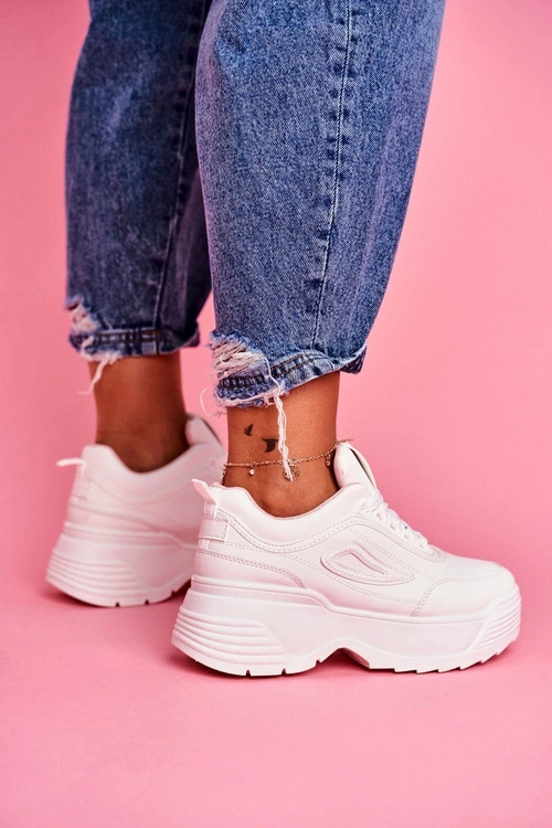 Sportowe Damskie Buty Wysoka Podeszwa Różowe Louder