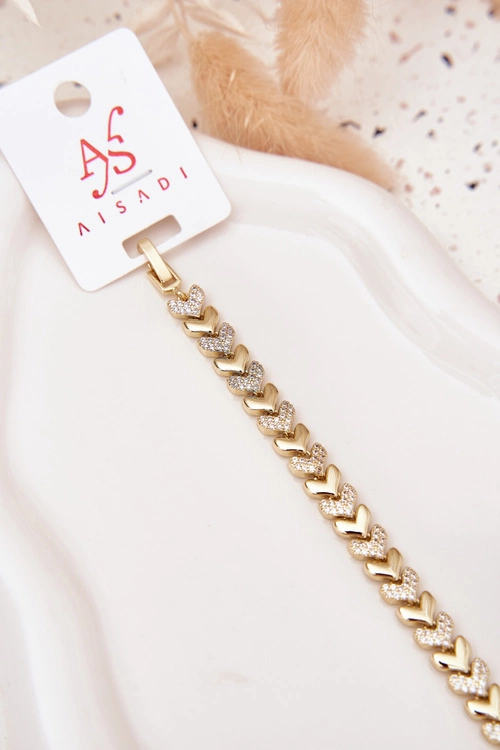 Bransoletka Damska Serduszka Z Cyrkoniami Złota