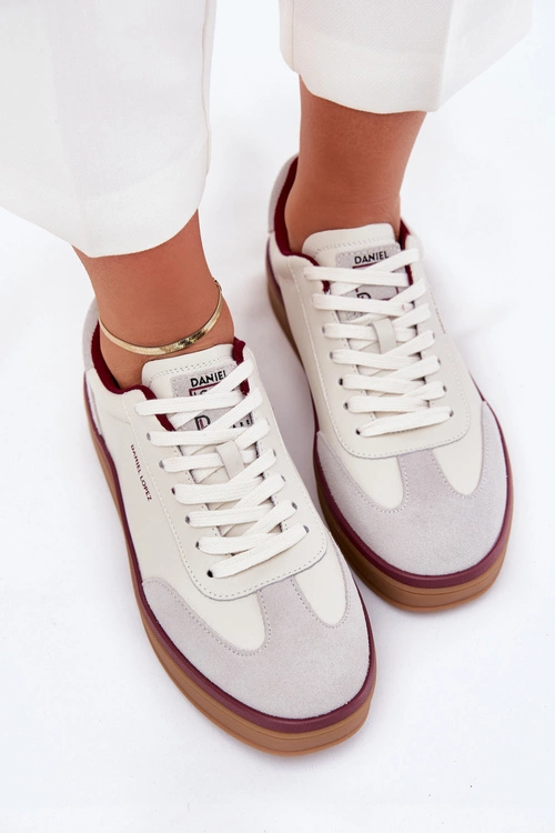 Skórzane Damskie Sneakersy Daniel Lopez Just Dare SS2D4008 Biało-Szare