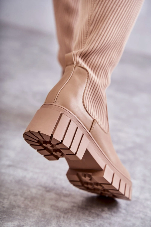 Wysokie Damskie Kozaki Za Kolano Beżowe Austin