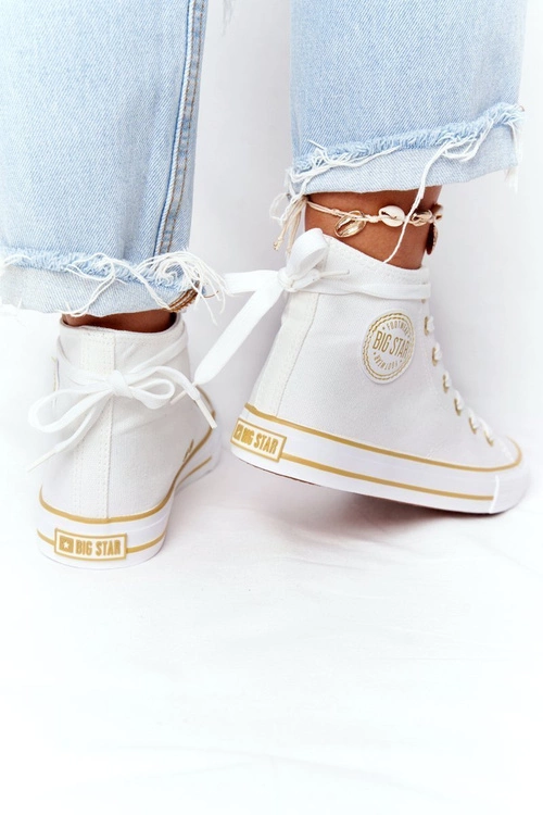 Damskie Wysokie Trampki Big Star HH274450 Białe