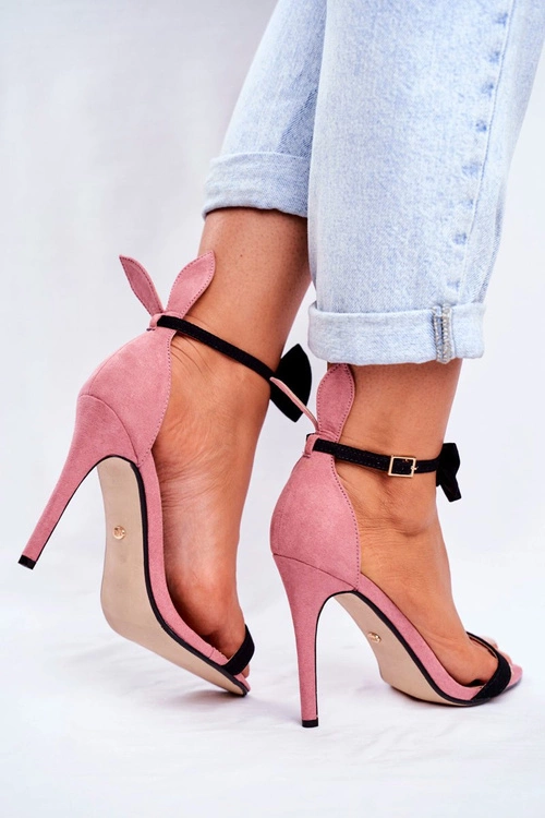 Sandały Damskie Na Szpilce Królicze Uszka Różowe Honey Bunny