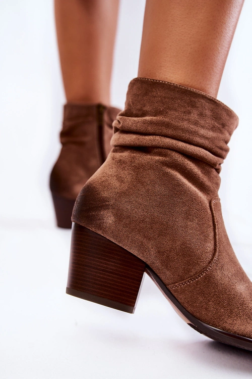 Damskie Zamszowe Ocieplane Botki Beżowe Wenche