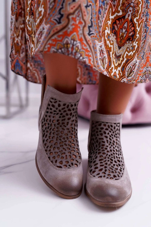 Botki Damskie Wiosenne Kowbojki Szare 2366 Draw