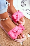 Klapki Damskie Z Kokardką Fuksja Neon Happiness
