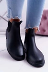 Czarne Damskie Matowe Kalosze Trapery Nabraso