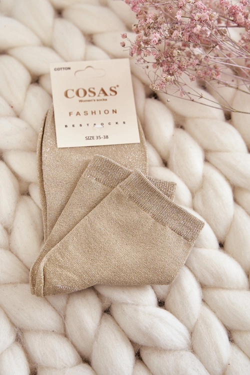 Damskie Bawełniane Skarpetki Z Błyszczącą Nicią Cosas Beżowe