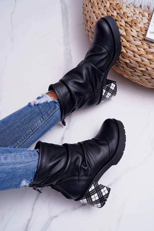 Botki Damskie Skórzane Maciejka Czarne 04216-01