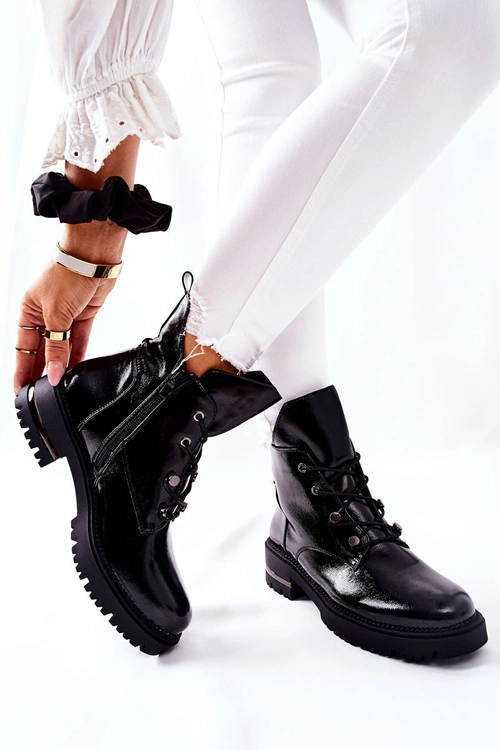 Botki Lakierowane Ocieplane Sergio Leone Czarne TR744