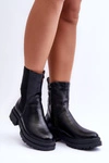 Wysokie Ocieplane Botki Sztyblety Wsuwane Czarne Milca