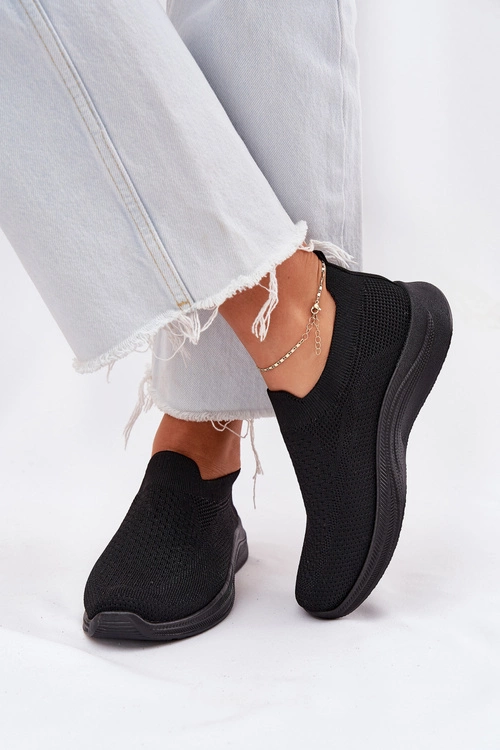 Materiałowe Wsuwane Buty Sportowe Damskie Czarne Astusa