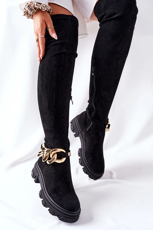 Zamszowe Kozaki Za Kolano Czarne Auckland