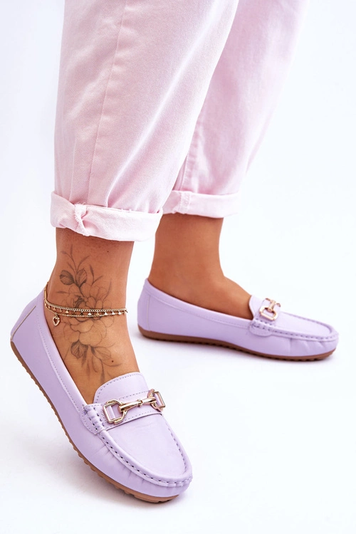 Klasyczne Skórzane Mokasyny Fioletowe Verona