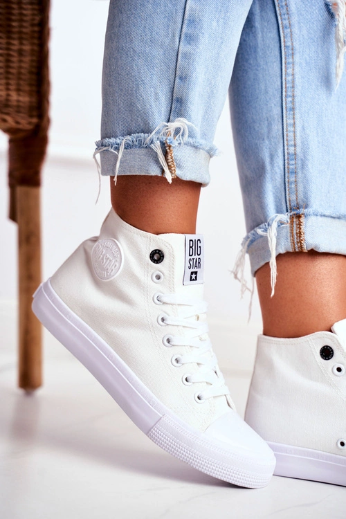 Damskie Wysokie Trampki Big Star FF274A171 Białe