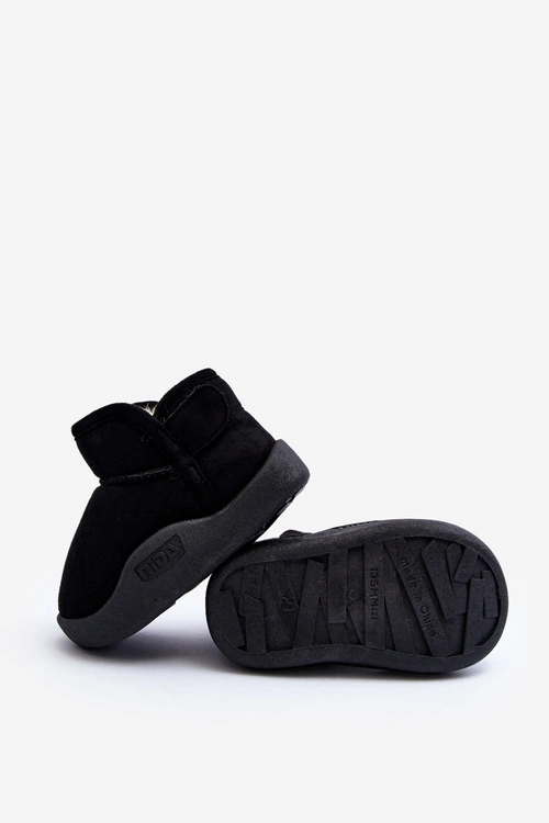 Śniegowce Dziecięce Ocieplane Futerkiem Czarne Benigna