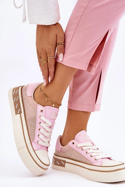 Damskie Trampki Z Dżetami GOE LL2N4057 Różowe