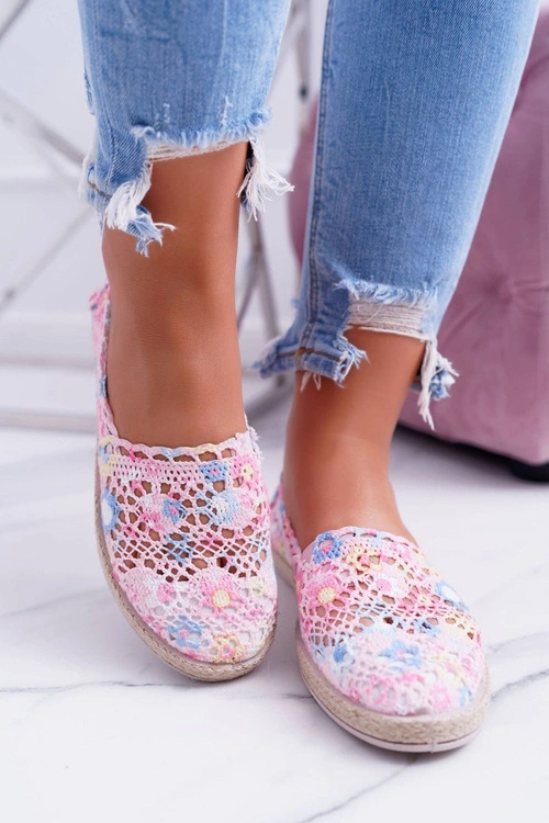 Lekkie Różowe Espadryle Damskie Tenisówki Forga