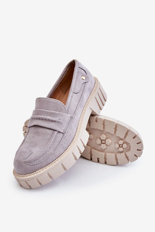 Damskie Zamszowe Wsuwane Półbuty Szare Fiorell