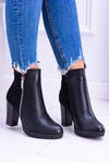 Czarne Botki Na Słupku z Zamkiem Ortega