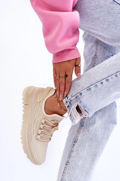 Damskie Wsuwane Buty Sportowe Sneakersy Beżowe Rosett