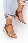 Sandały Na Koturnie Z Plecionką Beżowe Tenerife