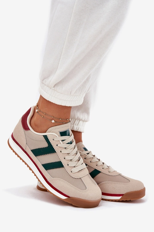 Niskie Sneakersy Damskie Ciemnobeżowe Rulaana