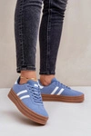 Sneakersy Damskie Na Platformie Niebieskie Egelia