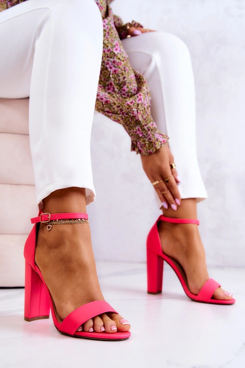 Sandały Damskie Na Słupku Neon Róż Anastasie