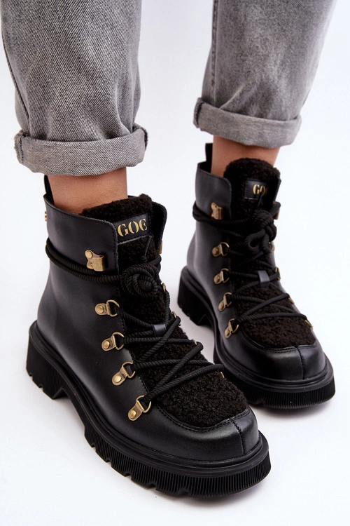 Skórzane Botki Trapery Damskie GOE MM2N4082 Czarne